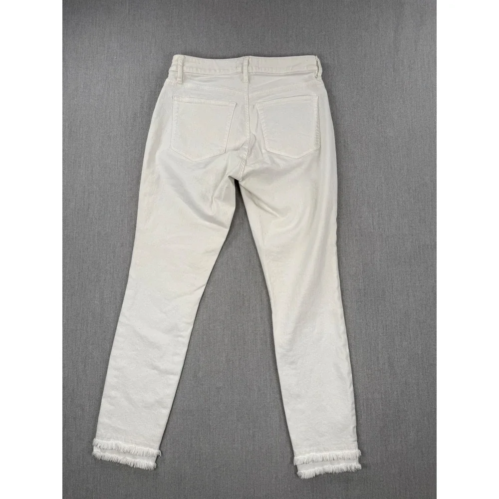Loft White Skinny Jeans Raw Fringe Hem Denim Size 26/2 New - Picture 4 of 7